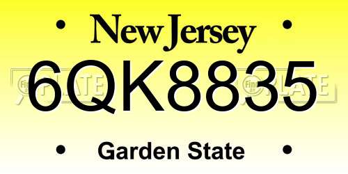 6QK8835 New Jersey License Plate