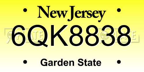 6QK8838 New Jersey License Plate