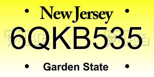 6QKB535 New Jersey License Plate