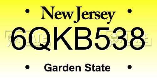 6QKB538 New Jersey License Plate