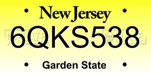 6QKS538 New Jersey License Plate