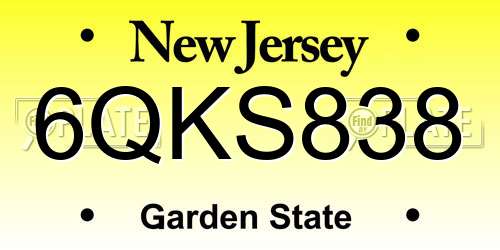 6QKS838 New Jersey License Plate