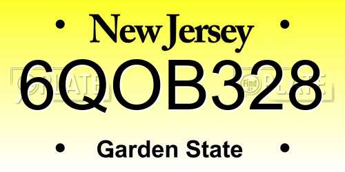 6QOB328 New Jersey License Plate