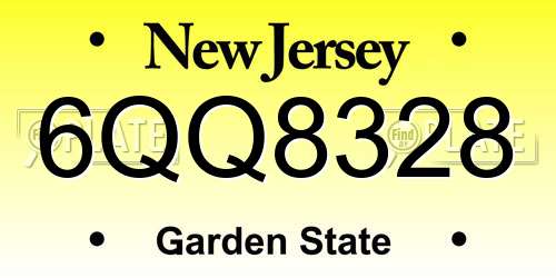 6QQ8328 New Jersey License Plate