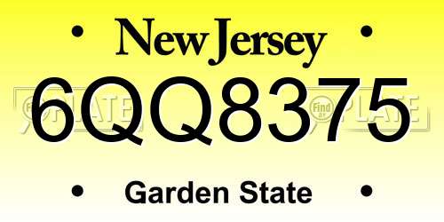 6QQ8375 New Jersey License Plate