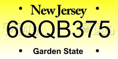 6QQB375 New Jersey License Plate