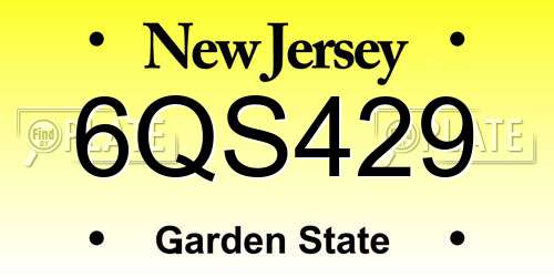 6QS429 New Jersey License Plate