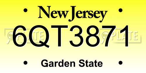 6QT3871 New Jersey License Plate