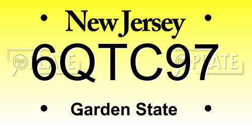 6QTC97 New Jersey License Plate
