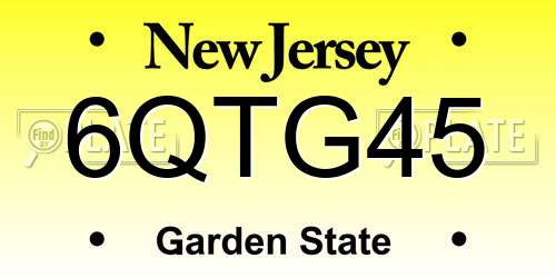 6QTG45 New Jersey License Plate