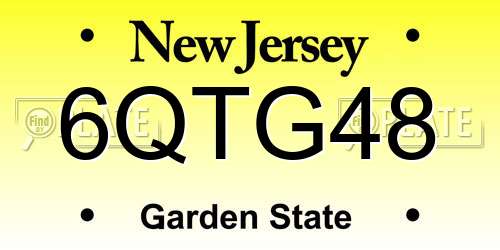 6QTG48 New Jersey License Plate