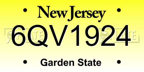 6QV1924 New Jersey License Plate