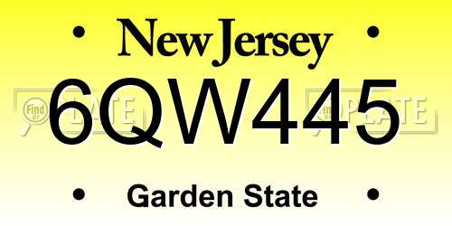 6QW445 New Jersey License Plate