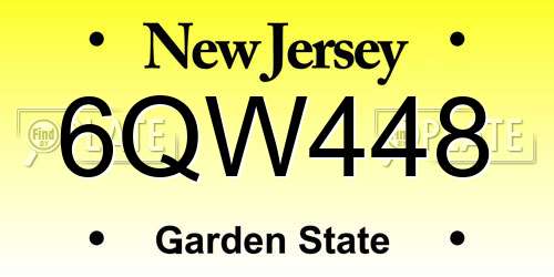 6QW448 New Jersey License Plate