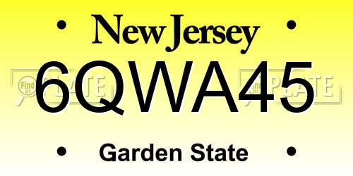 6QWA45 New Jersey License Plate
