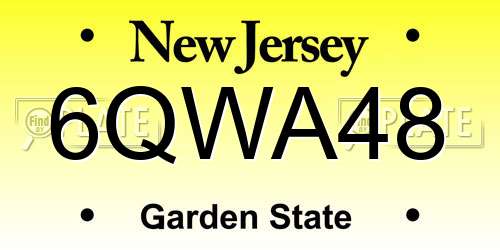 6QWA48 New Jersey License Plate