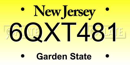 6QXT481 New Jersey License Plate