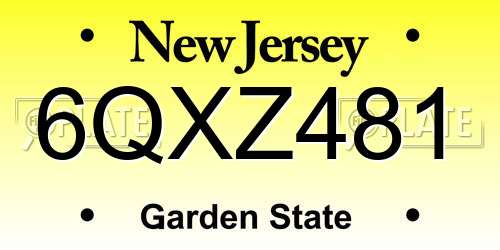 6QXZ481 New Jersey License Plate