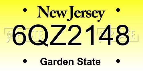 6QZ2148 New Jersey License Plate
