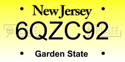 6QZC92 New Jersey License Plate