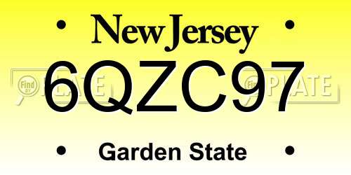 6QZC97 New Jersey License Plate