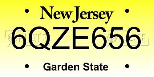 6QZE656 New Jersey License Plate