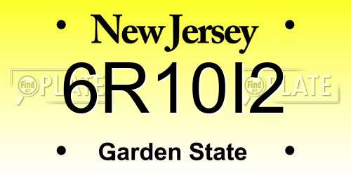 6R10I2 New Jersey License Plate