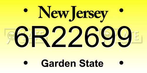 6R22699 New Jersey License Plate