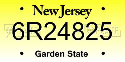 6R24825 New Jersey License Plate