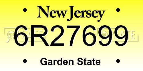 6R27699 New Jersey License Plate