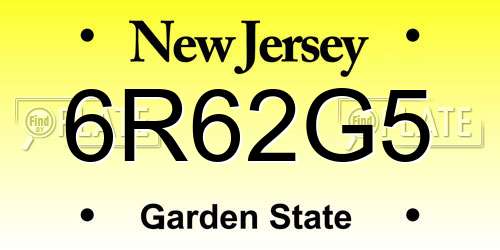 6R62G5 New Jersey License Plate