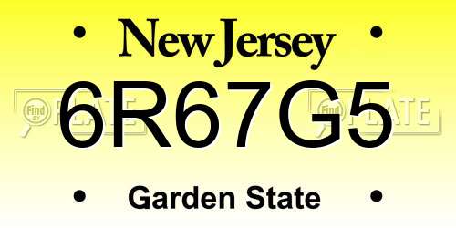 6R67G5 New Jersey License Plate