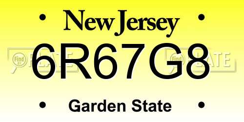 6R67G8 New Jersey License Plate