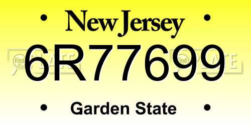 6R77699 New Jersey License Plate