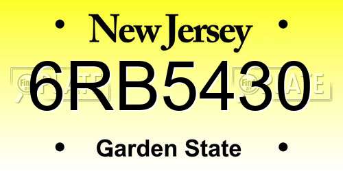 6RB5430 New Jersey License Plate