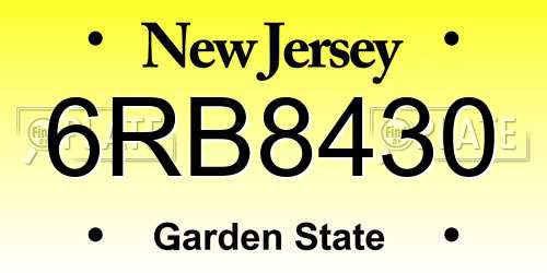 6RB8430 New Jersey License Plate