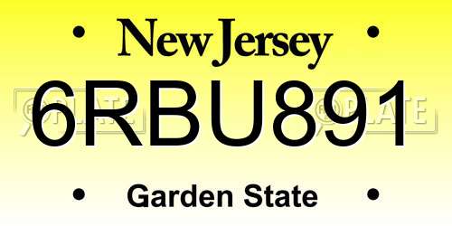 6RBU891 New Jersey License Plate