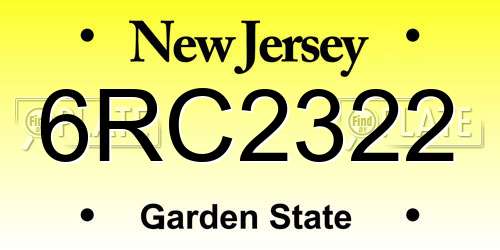 6RC2322 New Jersey License Plate