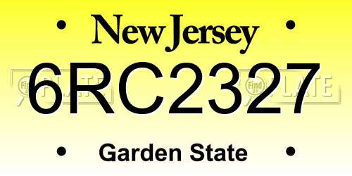 6RC2327 New Jersey License Plate
