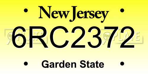 6RC2372 New Jersey License Plate