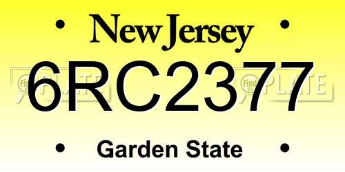 6RC2377 New Jersey License Plate