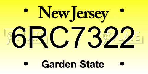 6RC7322 New Jersey License Plate