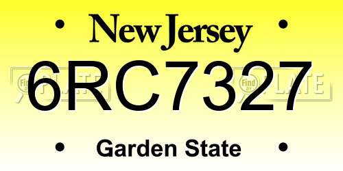 6RC7327 New Jersey License Plate