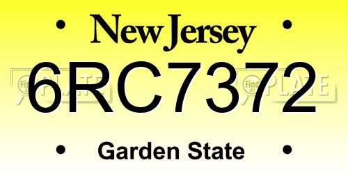 6RC7372 New Jersey License Plate