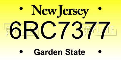 6RC7377 New Jersey License Plate