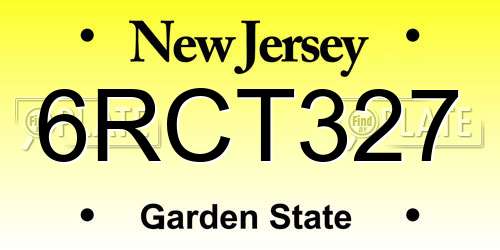 6RCT327 New Jersey License Plate