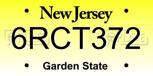 6RCT372 New Jersey License Plate