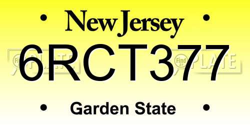 6RCT377 New Jersey License Plate