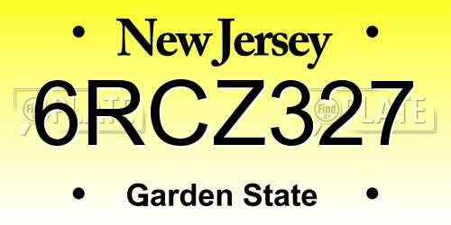 6RCZ327 New Jersey License Plate