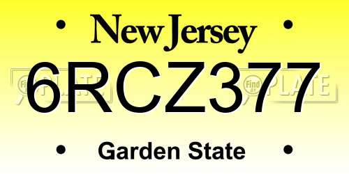 6RCZ377 New Jersey License Plate